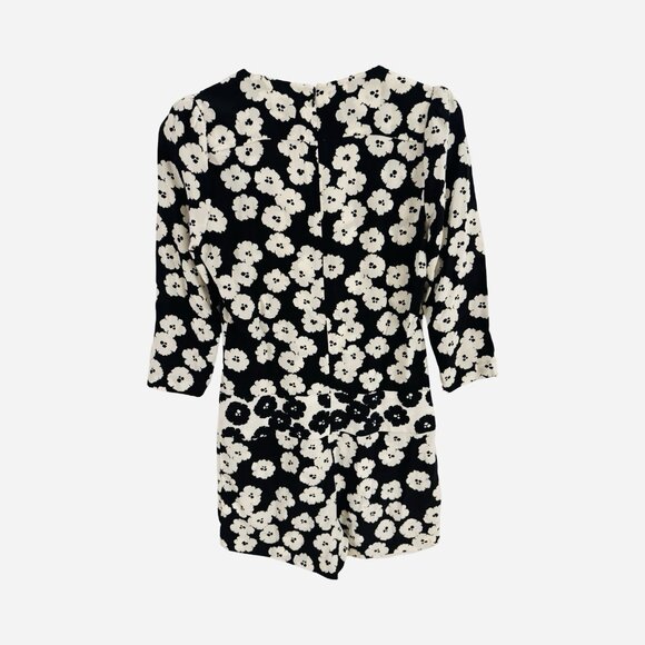 PAM & GELA 100% Silk Black & White Floral Romper Size 2 - Picture 4 of 8